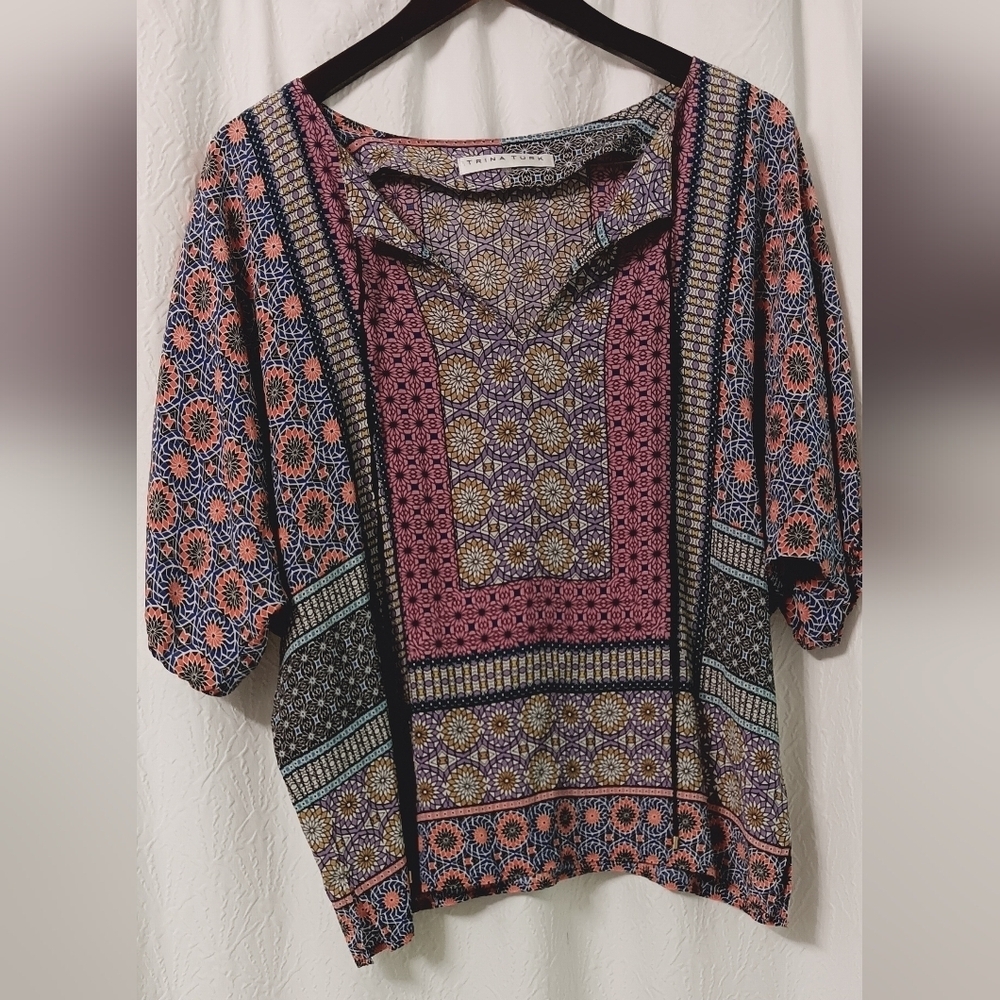 Trina Turk Women's Floria Marin Melange Print Top